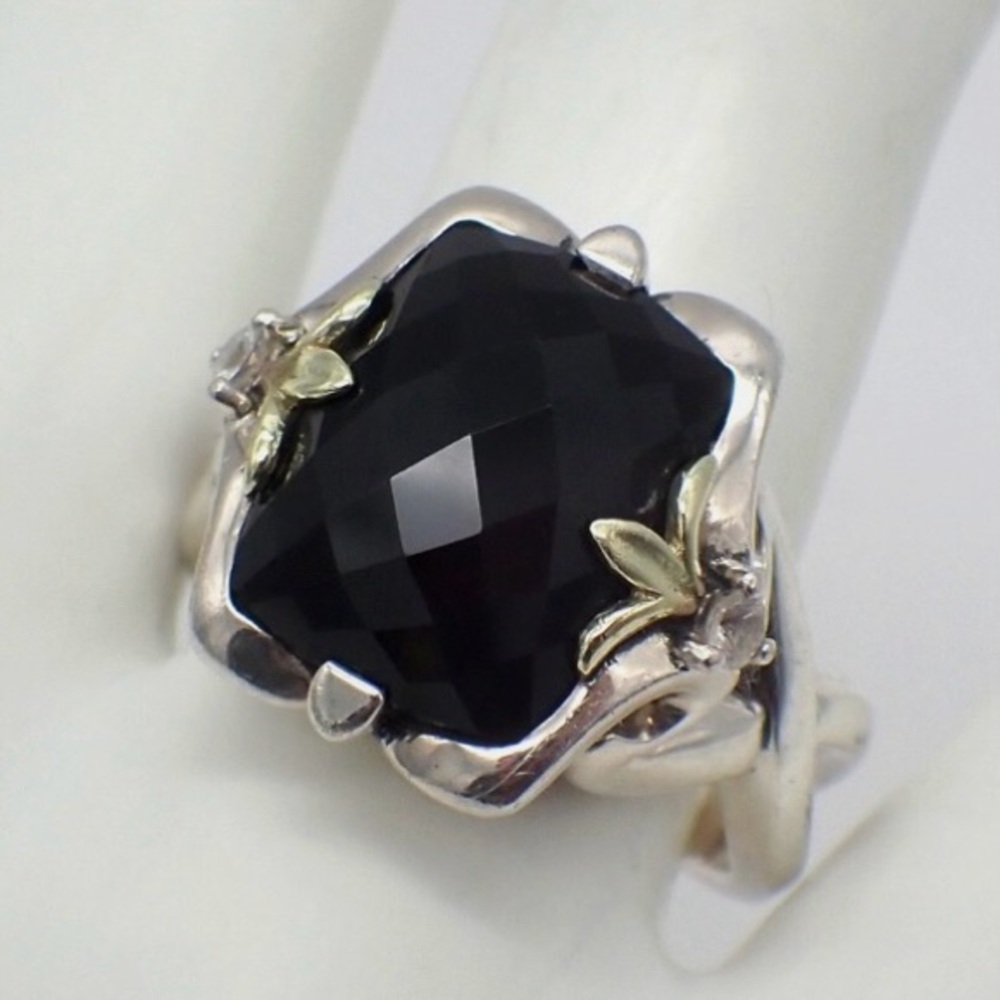 Ann King Sterling and 18K 8.0 Ct Black Onyx Ring - Picture 2 of 11